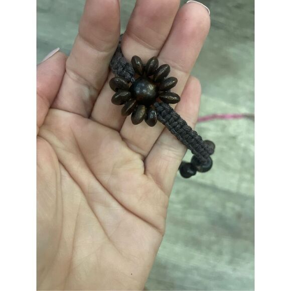 Boho Brown Flower Beaded Belt Small - Picture 3 of 3